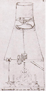 Captage d'air chaud dessiné par Léonard de Vinci